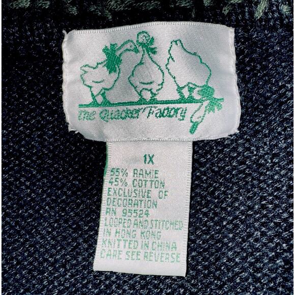 Vintage Quacker Factory Black Cardigan 1X Snowmen Christmas Winter Cat Holiday - Picture 8 of 9